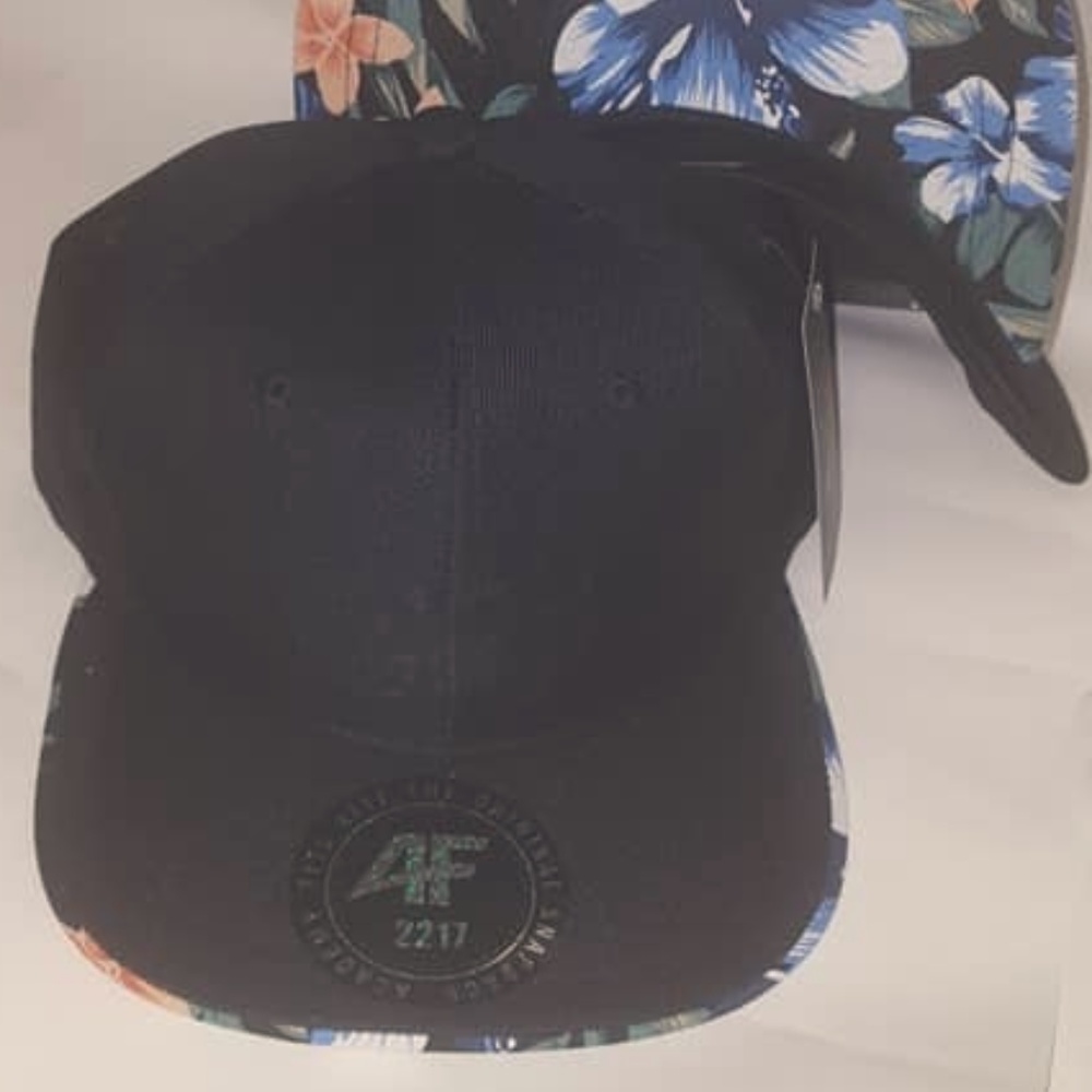 Black Snapback with Hawaiian Print Brim